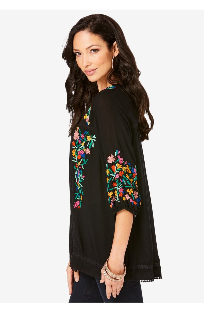 Roaman's Boho Floral Tunic, Alternate, color, Ivory Boho Floral
