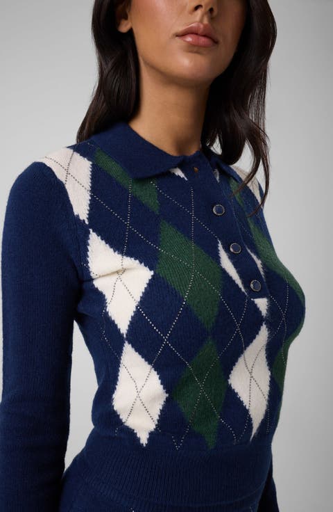 Gracie Argyle Polo Sweater