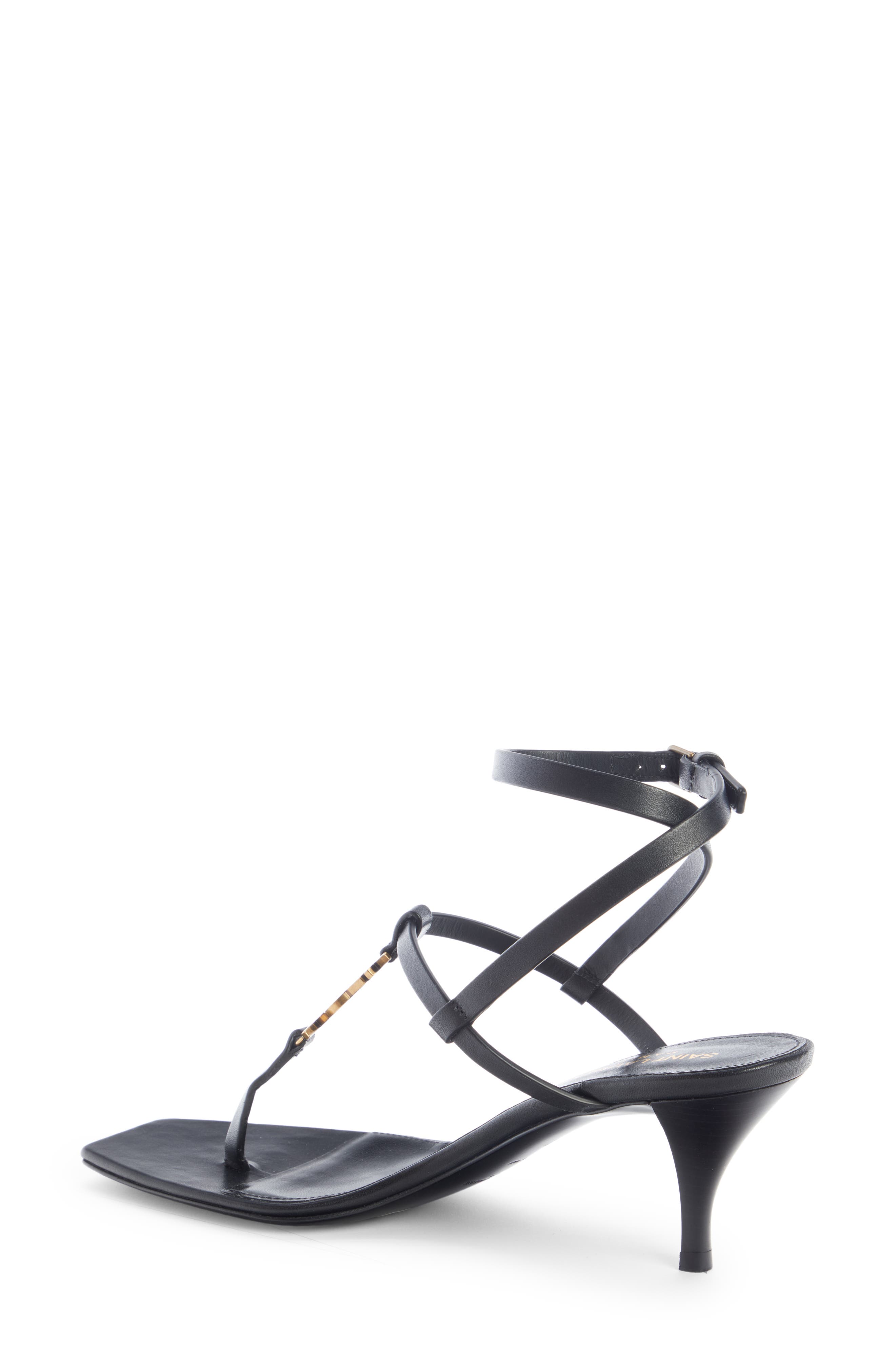 Saint Laurent Vitti Monogram Sandal, Alternate, color, Black