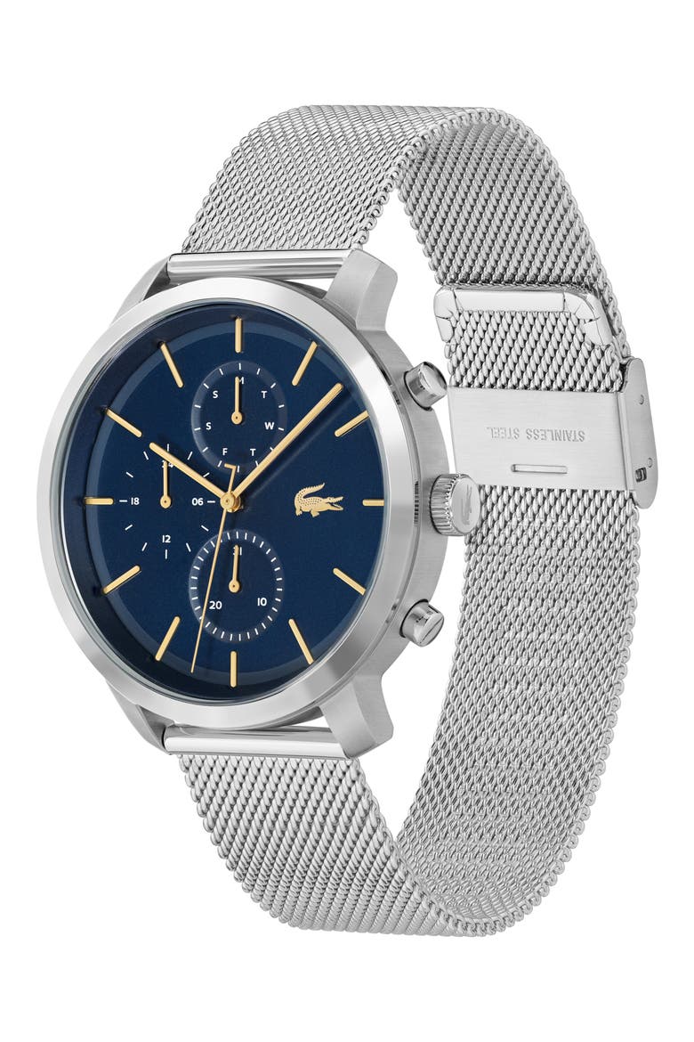 Replay Chronograph Mesh Strap Watch, 44mm, Alternate, color, BLUE