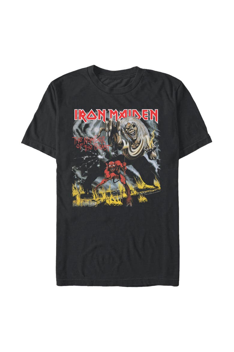 Mens Iron Maiden The Number of the Beast T Shirt, Main, color, Black