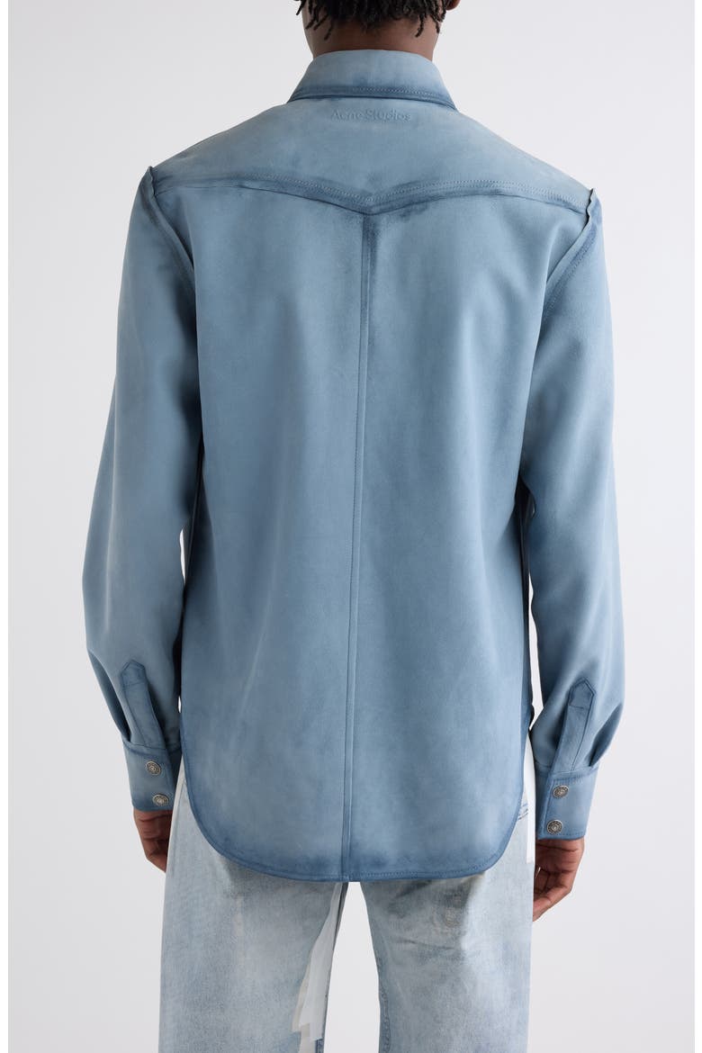 Lestern Suede Leather Overshirt, Alternate, color, LIGHT BLUE