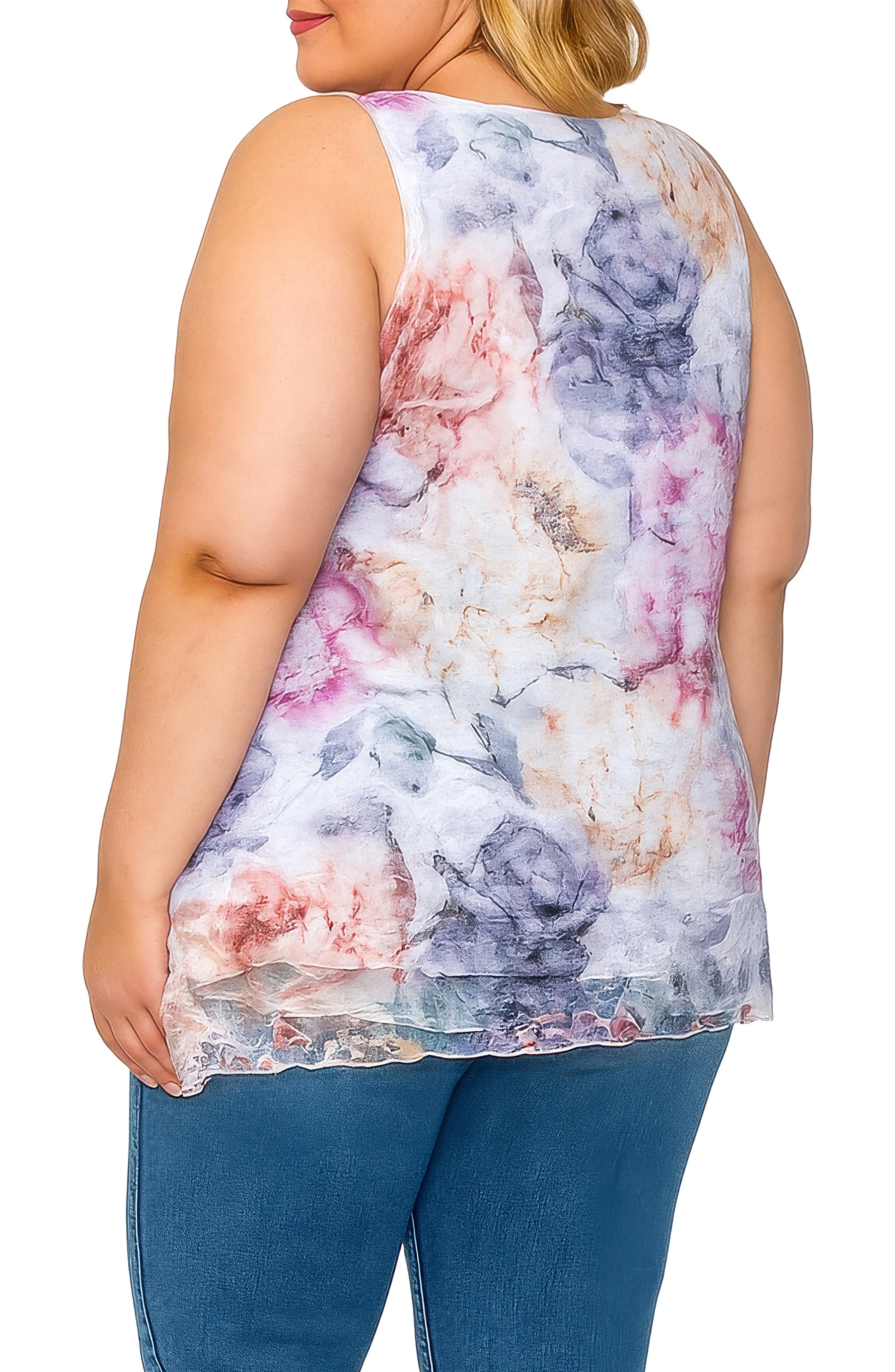 Rose Print Mesh Top - image 2