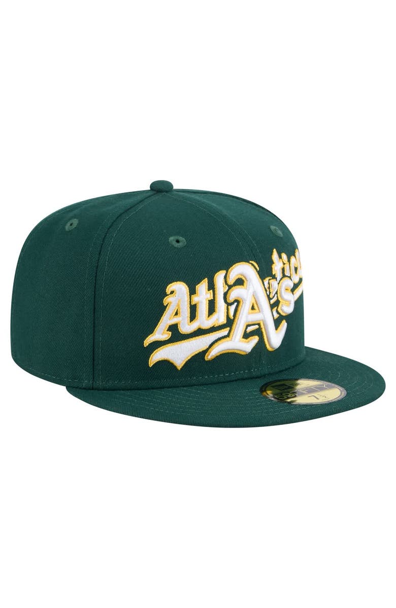 New Era Men's New Era Green Athletics Overlap 59FIFTY Fitted Hat, Alternate, color, Green