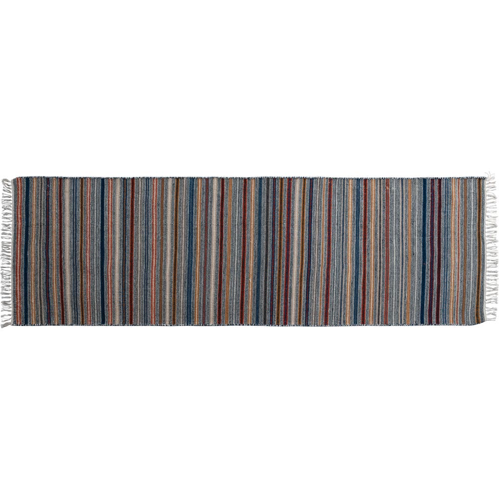 Storied Home Woven Wool Floor Runner With Stripes And Fringe, Multi Color