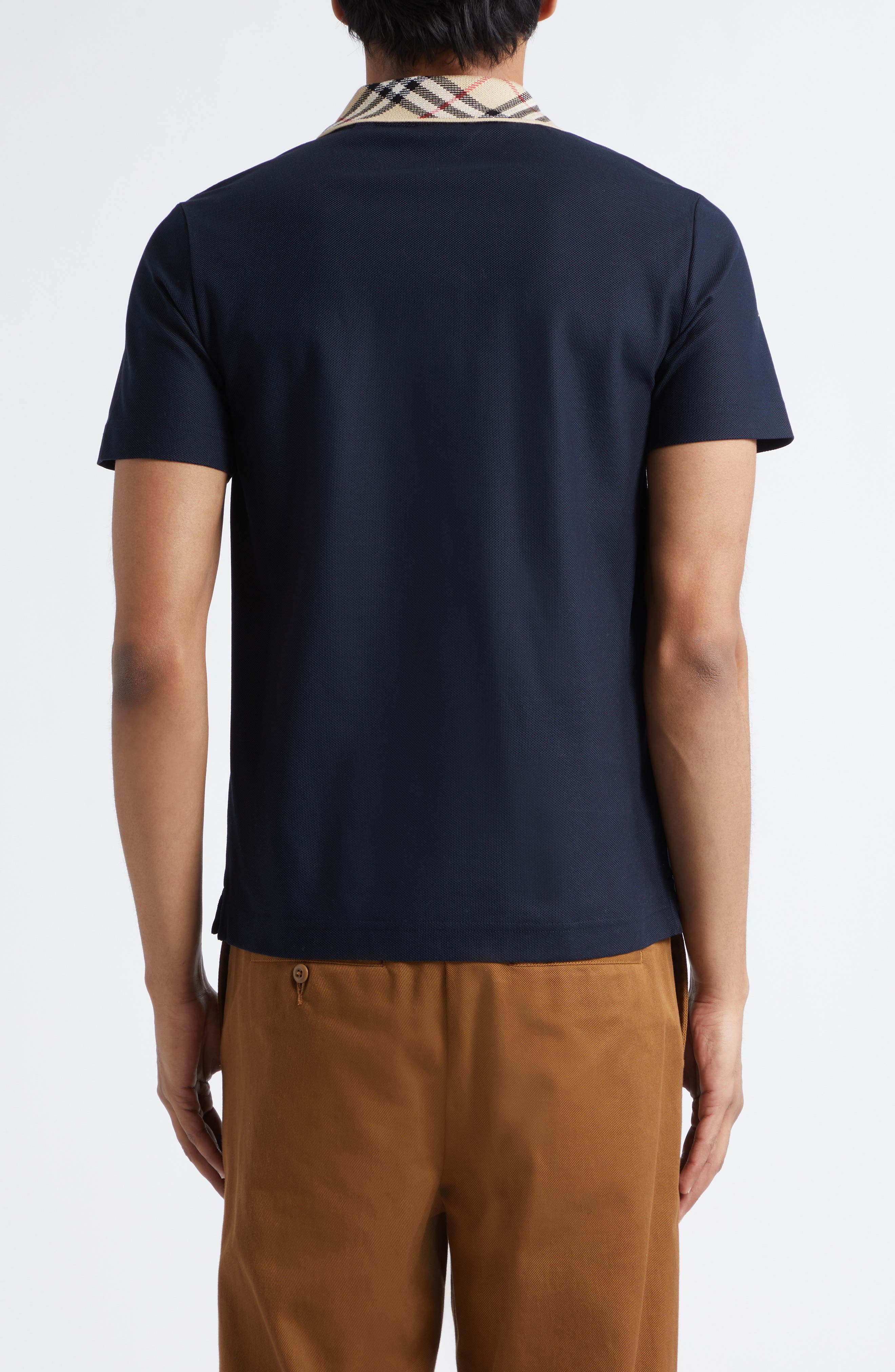 Evan Check Collar Cotton Pique Polo - image 2