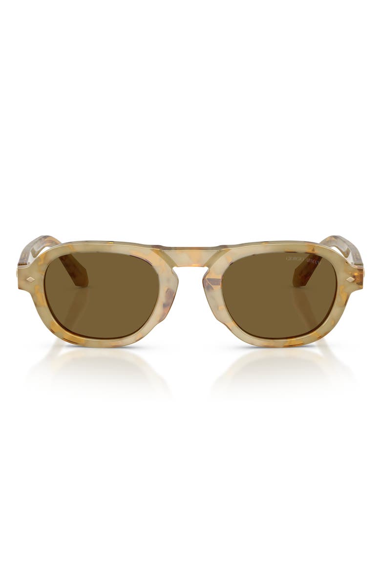 AX Armani Exchange 49mm Pillow Sunglasses, Main, color, Yellow Havana / Dark Brown