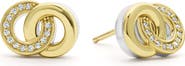 LAGOS Signature Caviar Two-Tone Interlocking Diamond Stud Earrings