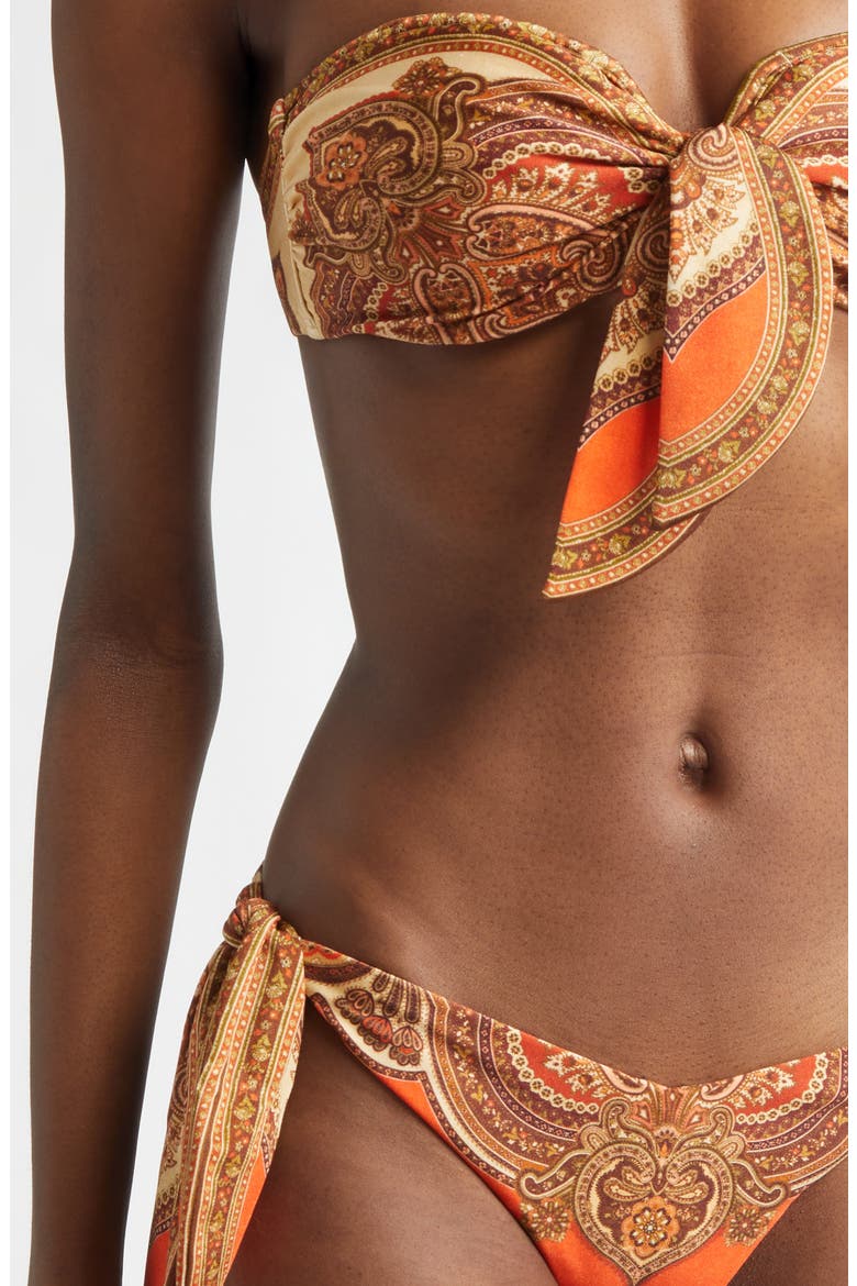 Mahon Scarf Tie Strapless Bikini Top, Alternate, color, TANGERINE PAISLEY