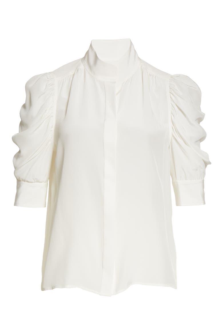 Gillian Puff Sleeve Silk Blouse, Alternate, color, OFF WHITE