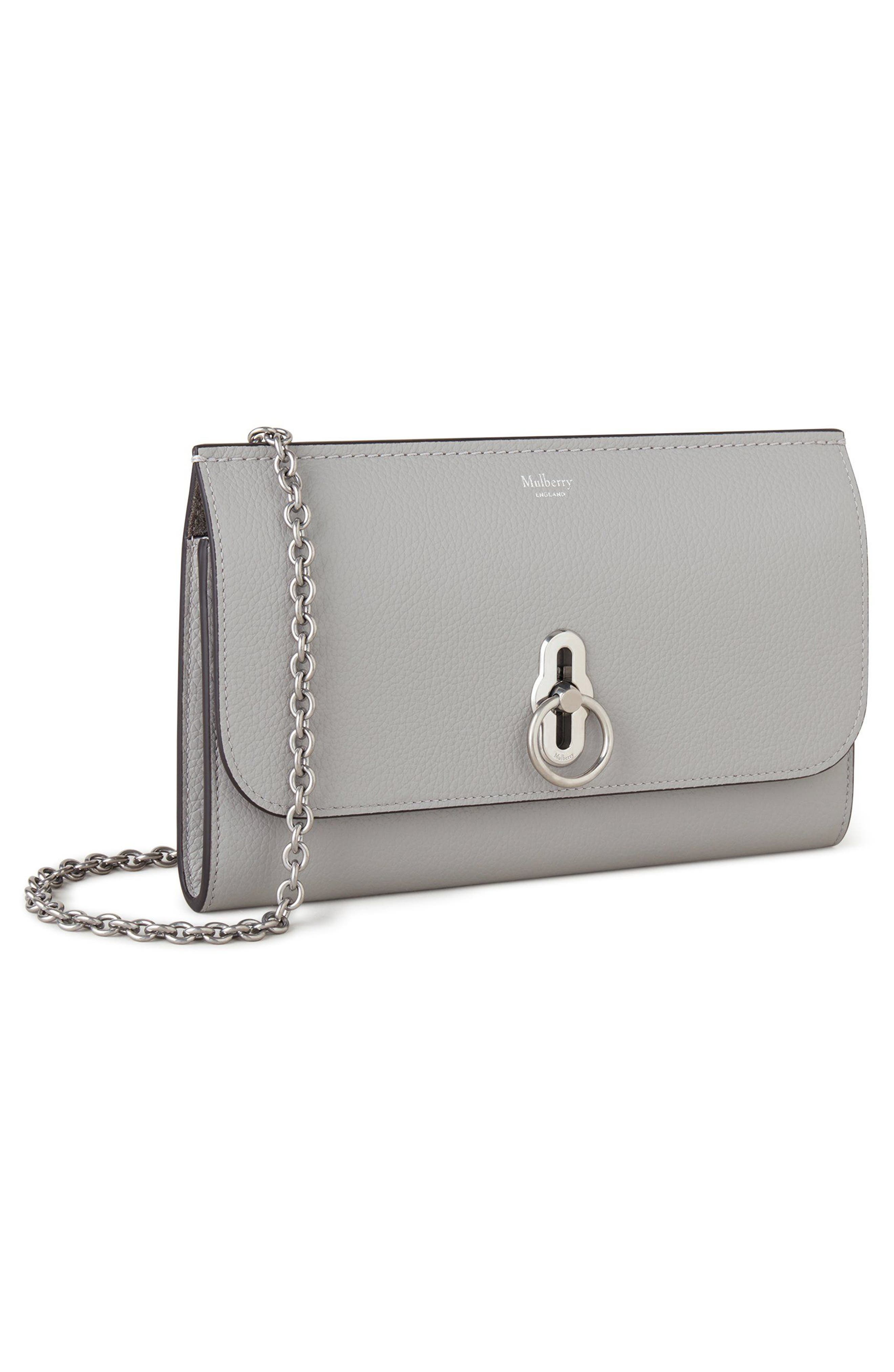 Small Amberley Leather Clutch, Alternate, color, PALE GREY