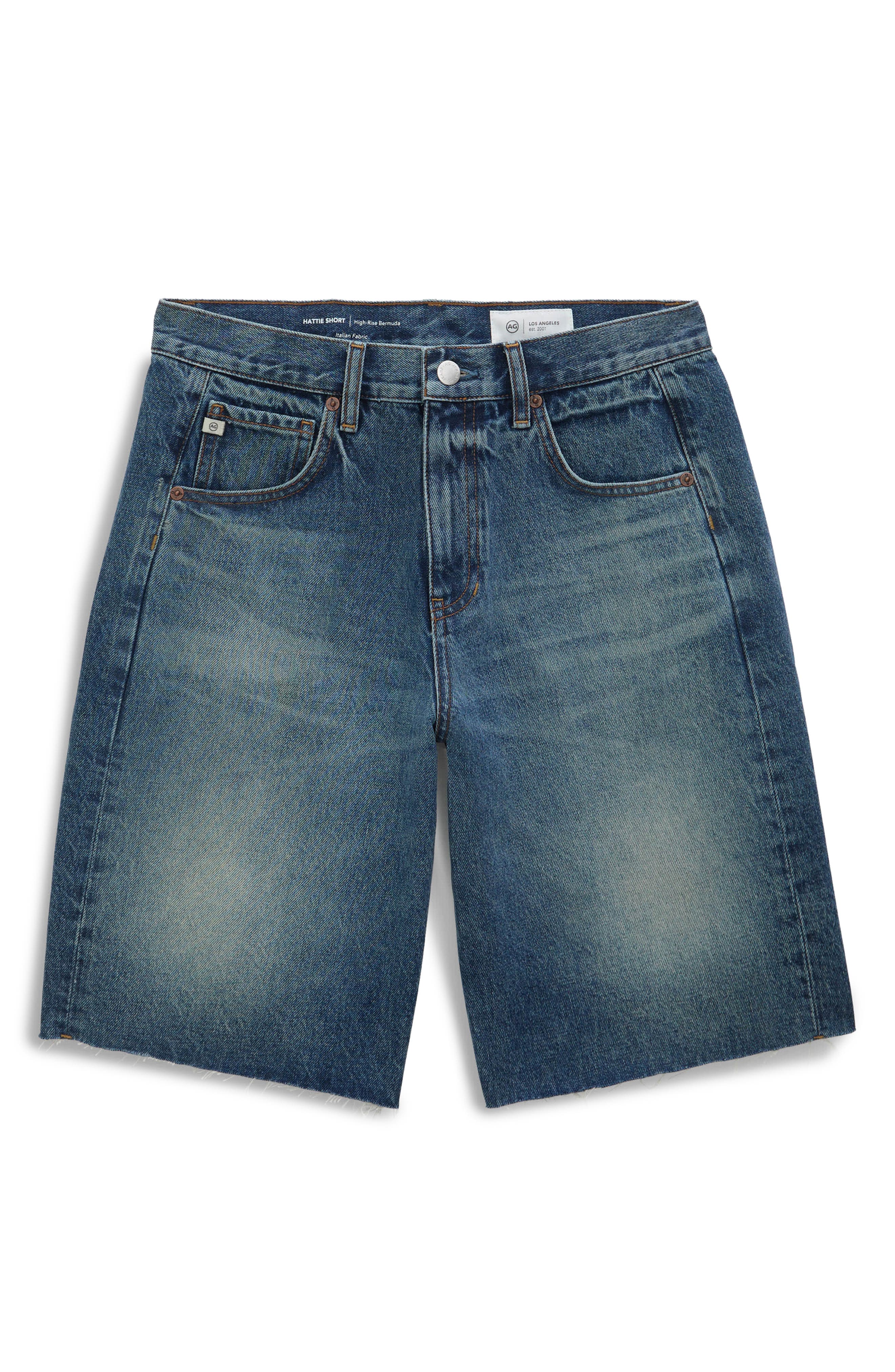 Женские AG Hattie Raw Hem High Waist Denim Barrel Shorts — фото 5