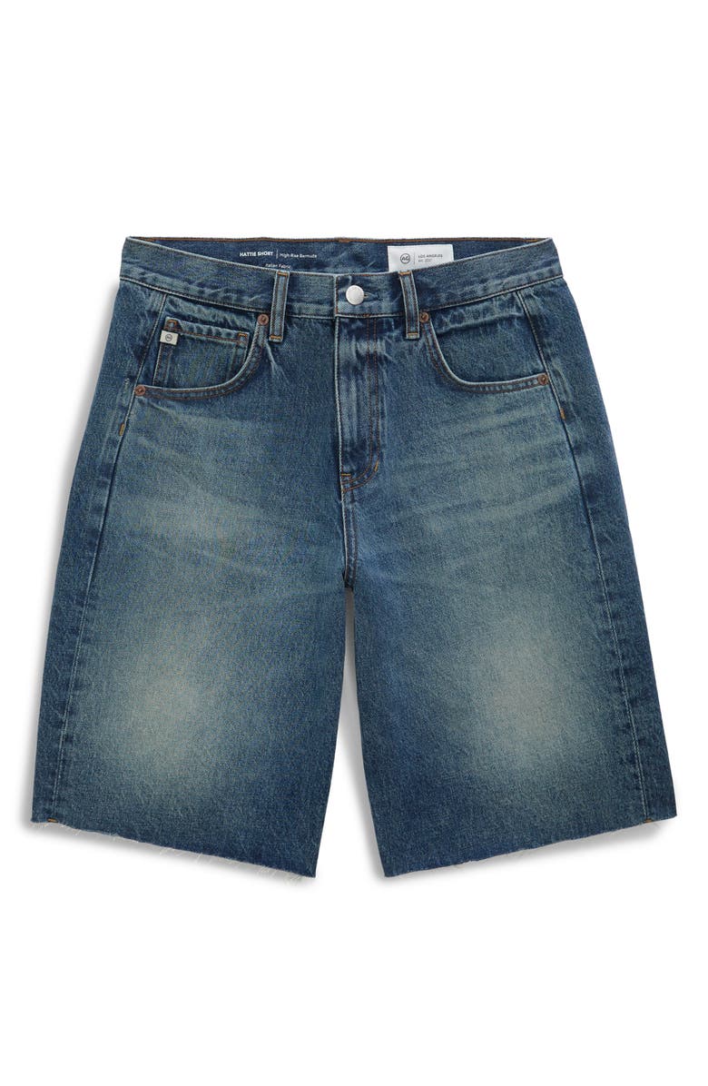 AG Hattie Raw Hem High Waist Denim Barrel Shorts, Alternate, color, Nostalgia