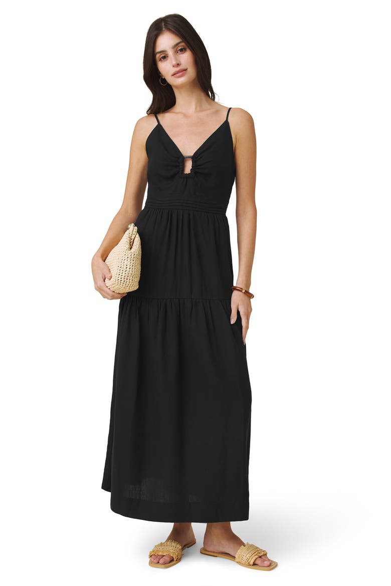 Darcy Sleeveless Tiered Maxi Dress, Alternate, color, BLACK