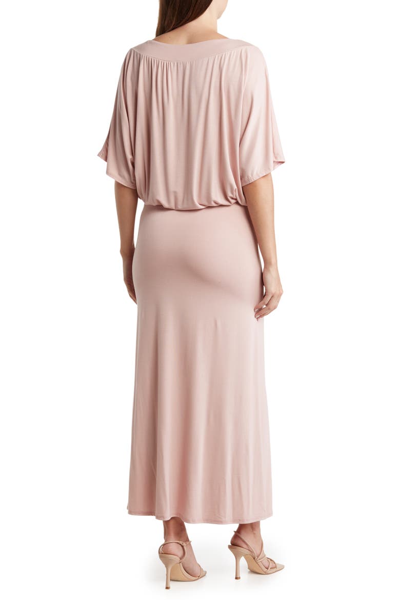 Blouson Elbow Sleeve Maxi Dress, Alternate, color, MAUVE CUPRO