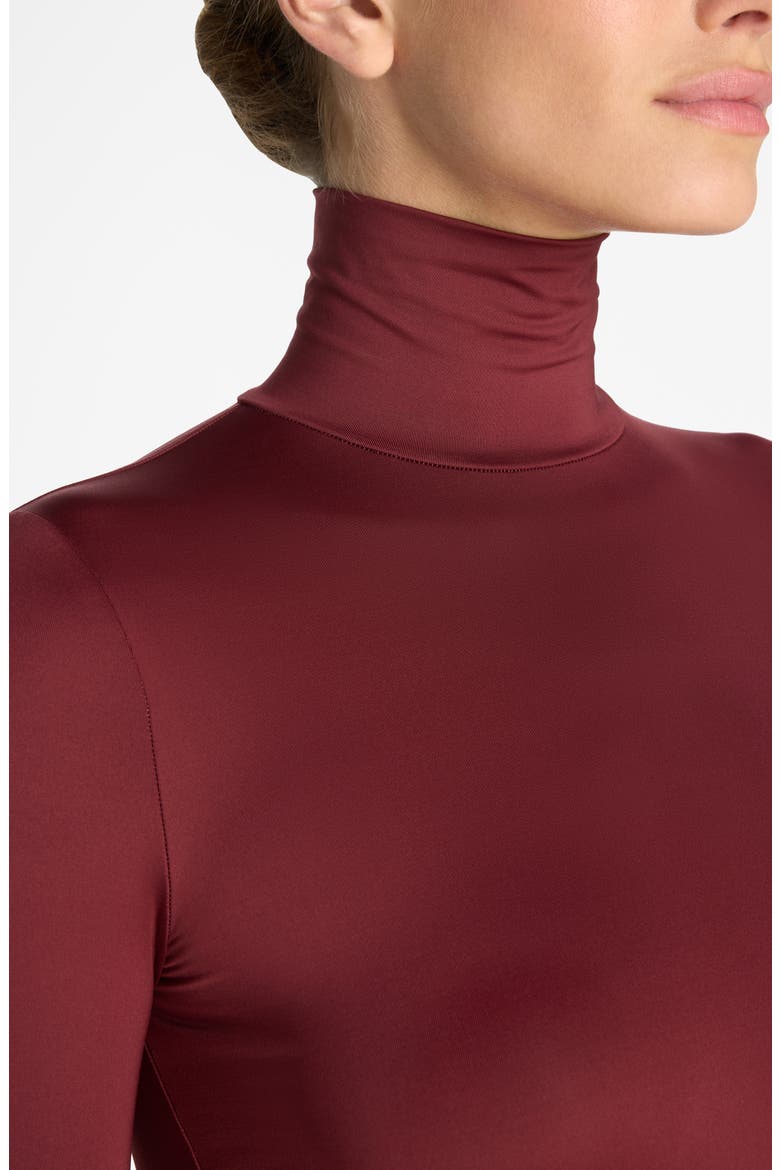 Nuda Jersey Turtleneck Top, Alternate, color, CRANBERRY