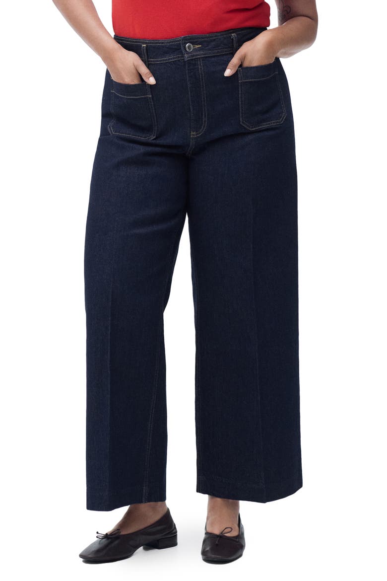 Jessie Patch Pocket Wide Leg Jeans, Alternate, color, BLUE