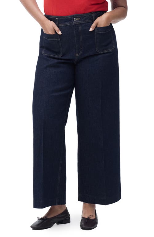 Mango Jessie Patch Pocket Wide Leg Jeans In Blue