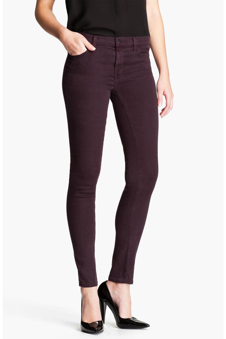 Overdyed Skinny Leg Jeans, Main, color, DARK PLUM