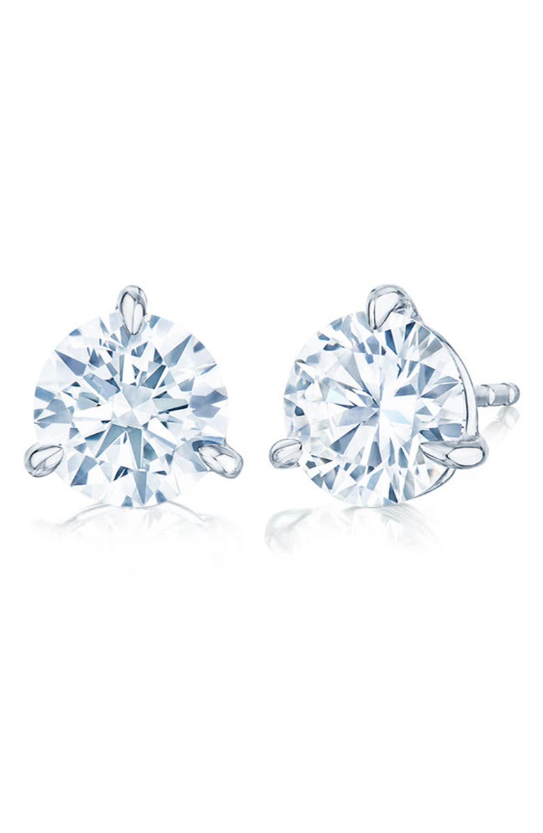 Kwiat Round Brilliant Cut Diamond & Platinum Stud Earrings - 3.00ct., Main, color, 