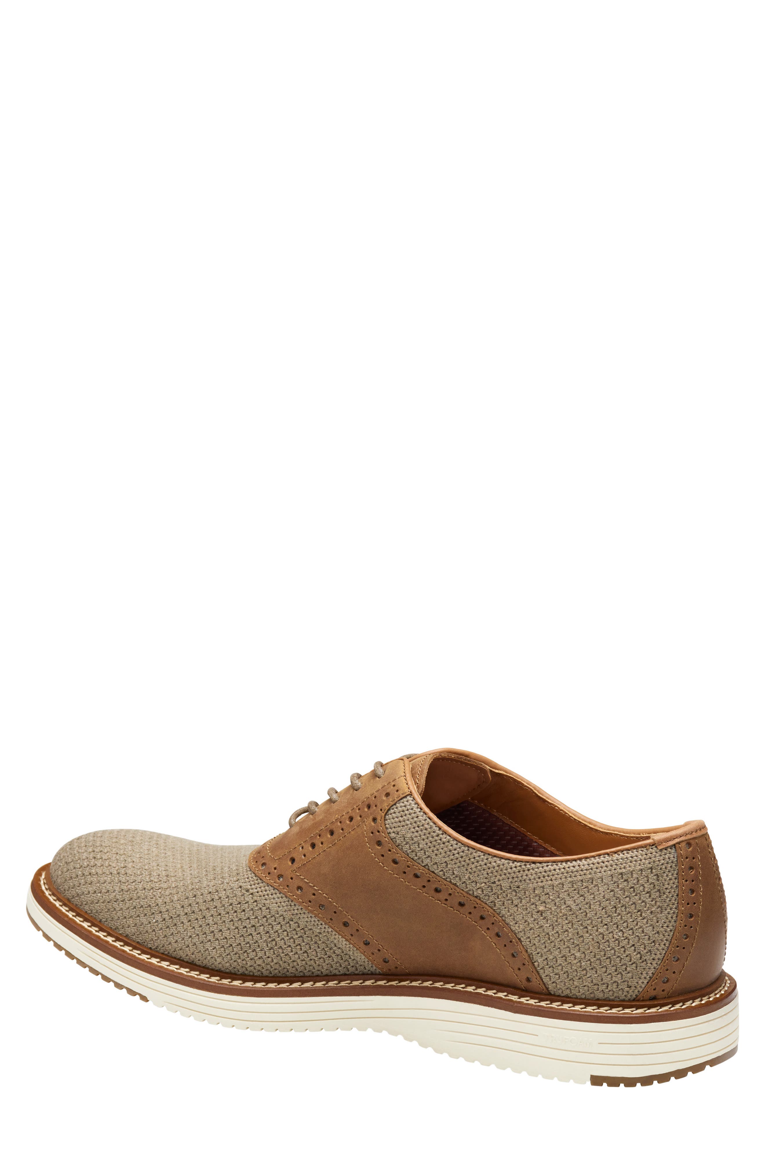 Johnston & Murphy Upton Knit Saddle Shoe, Alternate, color, Taupe Knit/Brown Oiled