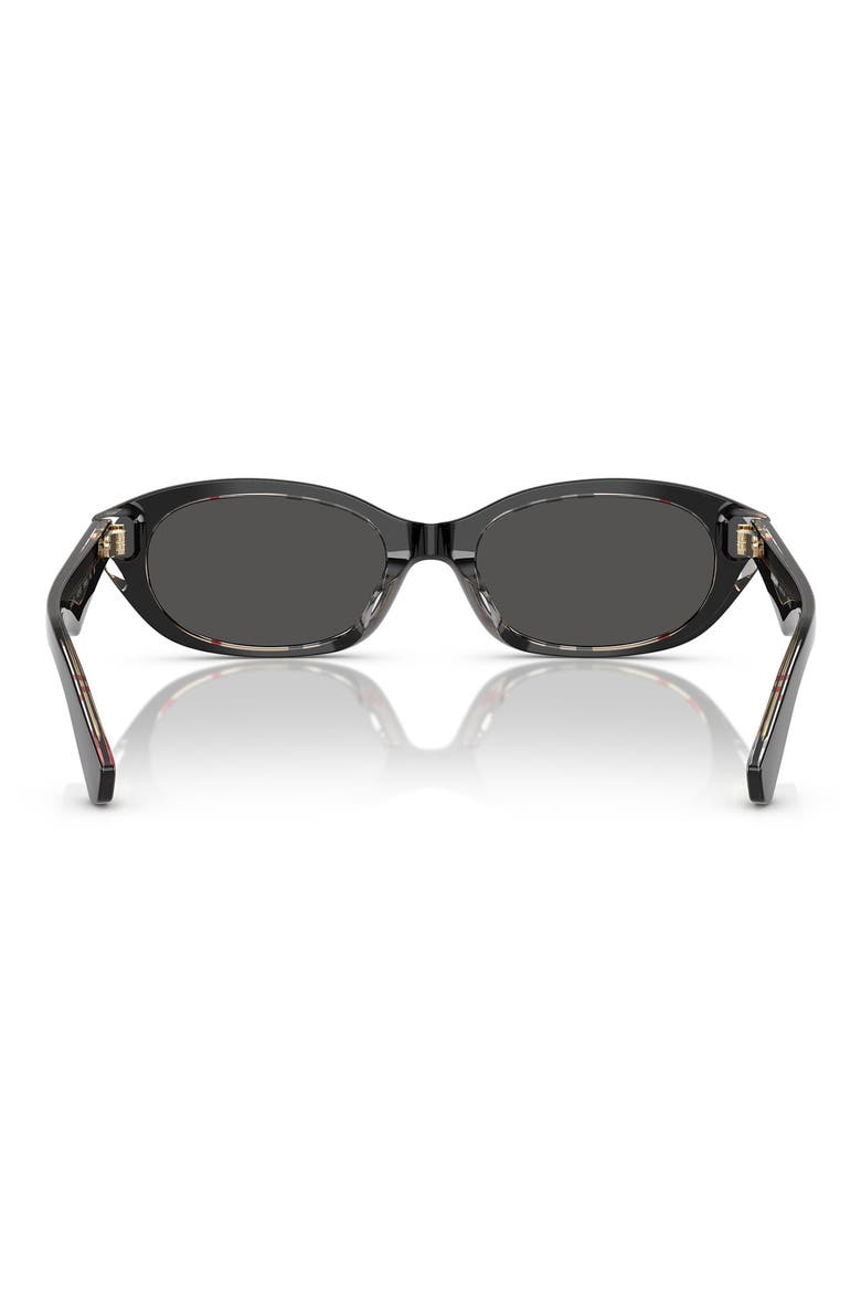 55mm Oval Sunglasses, Alternate, color, BLACK CHECK