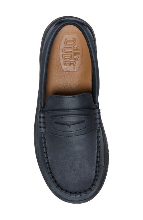 Hey Dude Wally Next Leather Penny Loafer In Black