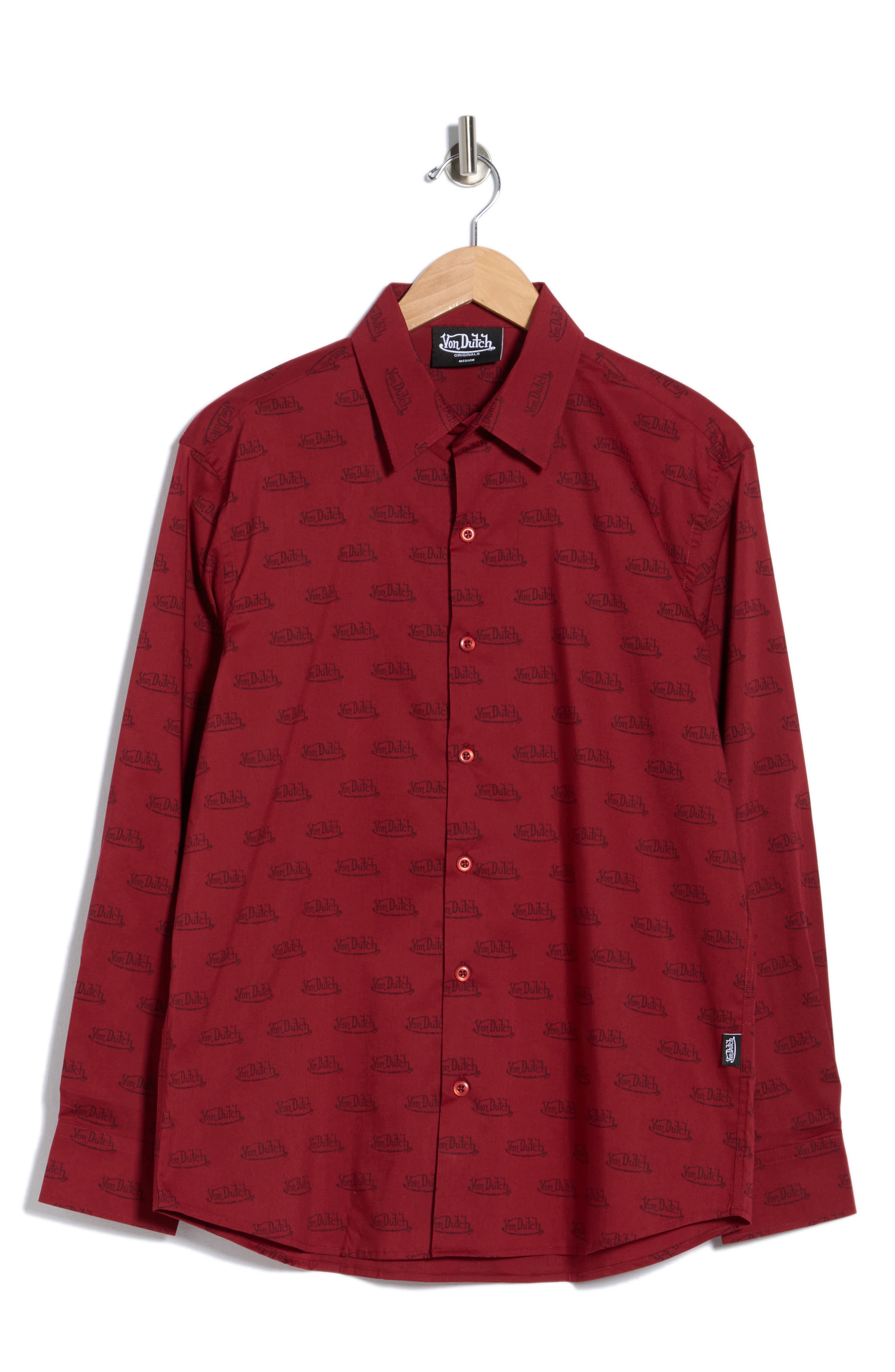 Von Dutch Logo Print Button-Up Shirt