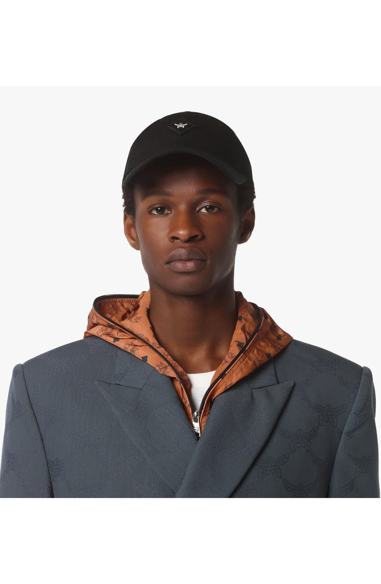 MCM Essential Diamond Cap in Cotton Twill, Alternate, color, Black