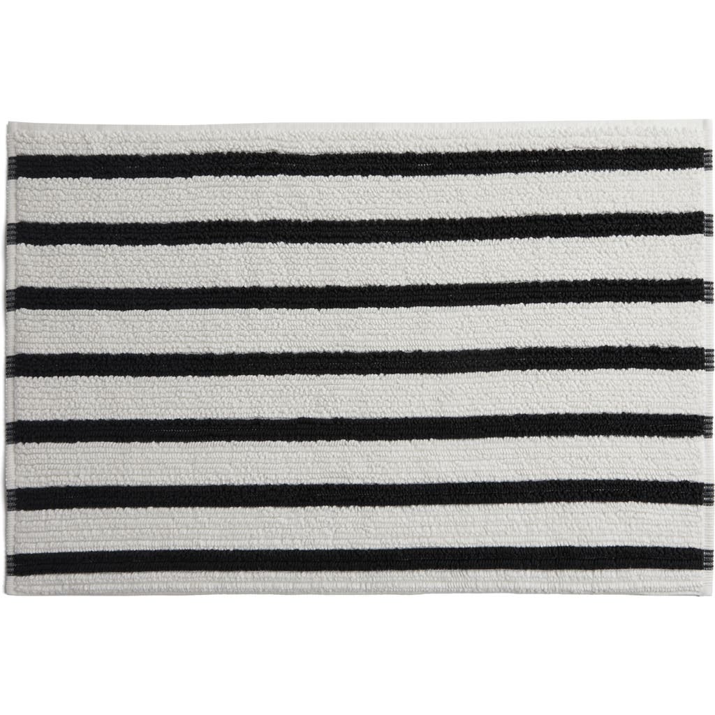 Parachute Resort Stripe Organic Cotton Bath Mat In Plaster With Soft Black