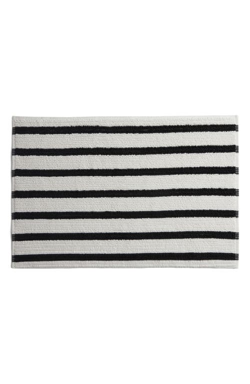Parachute Resort Stripe Organic Cotton Bath Mat in Plaster With Soft Black 