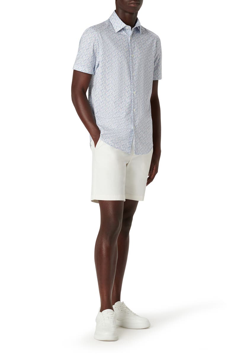 Bugatchi Miles OoohCotton<sup>®</sup> Mixed Dot Short Sleeve Button-Up Shirt, Alternate, color, 