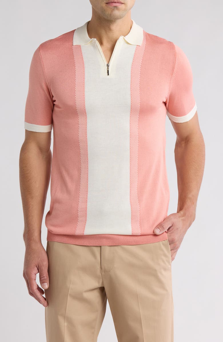 T.R. PREMIUM Slim Fit Sweater Knit Polo, Main, color, Coral