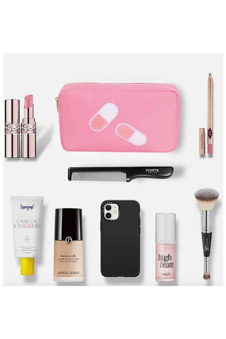 Medium Pill Cosmetics Bag, Alternate, color, BUBBLEGUM PINK