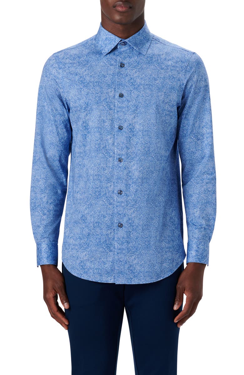 Bugatchi OoohCotton<sup>®</sup> Button-Up Shirt, Main, color, Cobalt