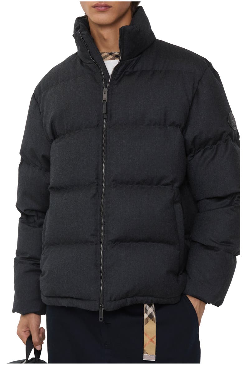Wool Snowdon Puffer Jacket, Main, color, Charcoal grey