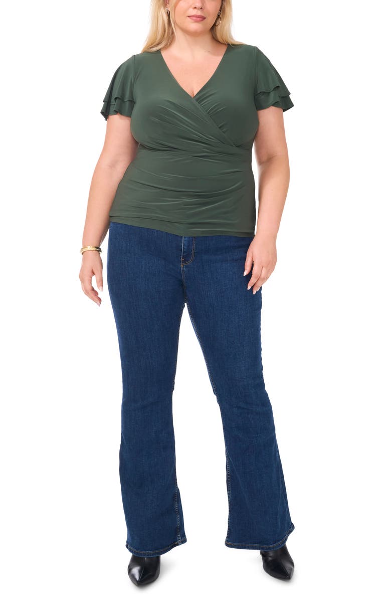 Vince Camuto Surplice V-Neck Top, Alternate, color, Military Green