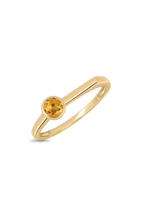 14K Gold Citrine Stackable Ring