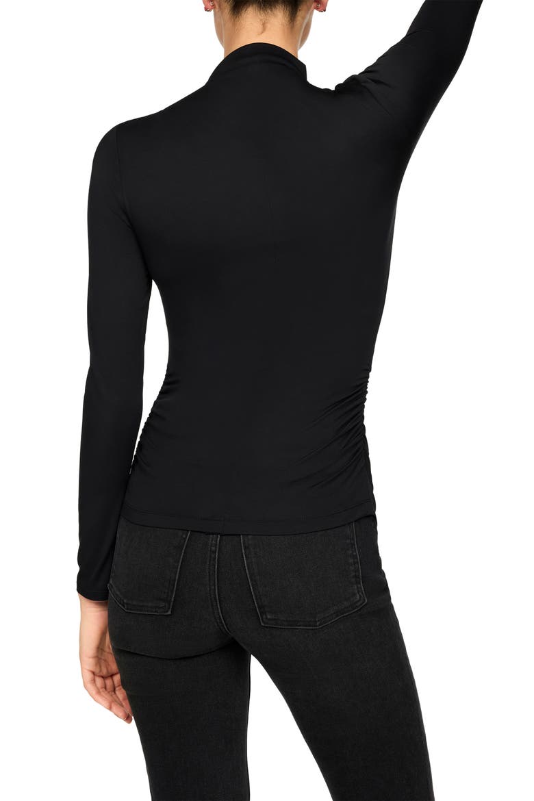 Mock Neck Shirred Top, Alternate, color, CLASSIC BLACK
