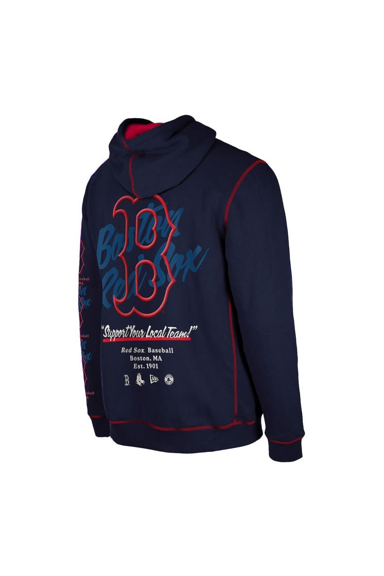 Men's New Era Navy Boston Red Sox Team Split Pullover Hoodie, Alternate, color, Navy