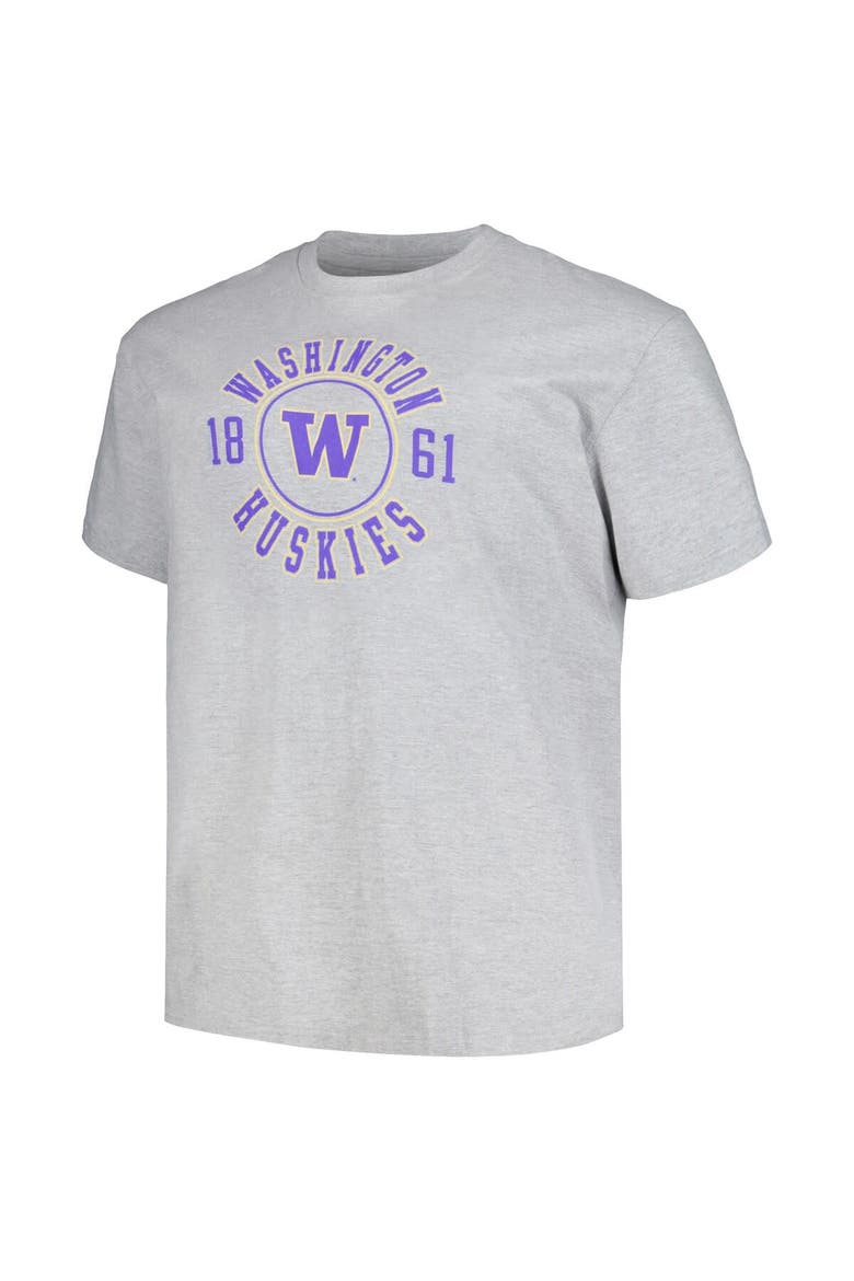 Men's Champion Heather Gray Washington Huskies Big & Tall Circle Logo T-Shirt, Alternate, color, Heather Gray