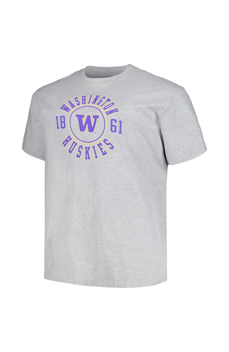 Champion Men's Champion Heather Gray Washington Huskies Big & Tall Circle Logo T-Shirt, Alternate, color,