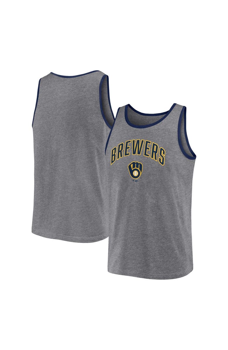 FANATICS Men's Fanatics Branded Heather Gray Milwaukee Brewers Primary Tank Top, Main, color, Heather Gray