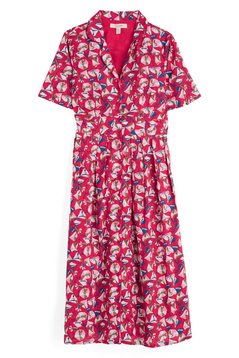 Floral Print Organic Cotton Midi Shirtdress, Alternate, color, PARASOL FLORAL RASPBERRY