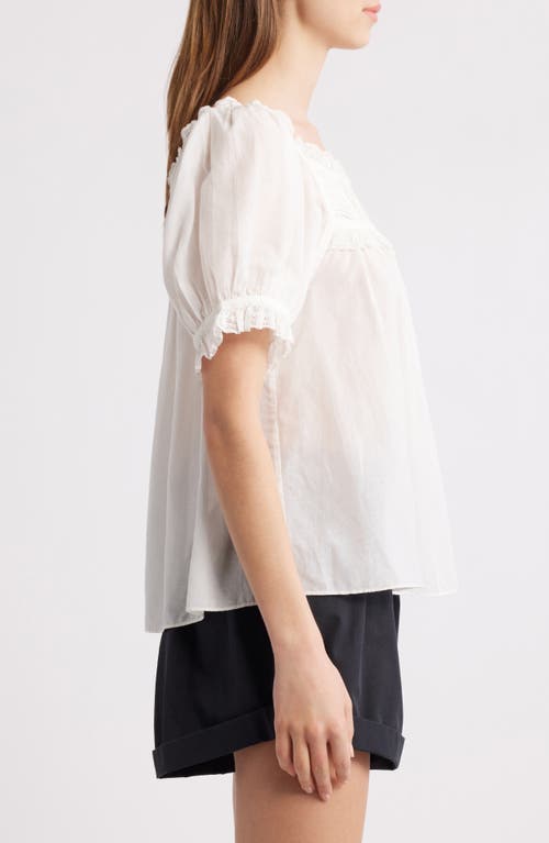 Shop Doen Dôen Frances Lace Inset Cotton Blend Top In Salt Lace