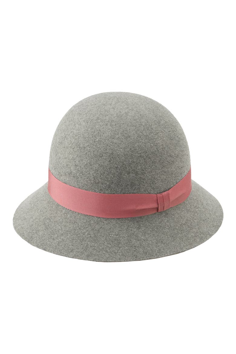 Etta Short Brim Merino Wool Cloche, Alternate, color, GREY MELANGE/BLOSSOM