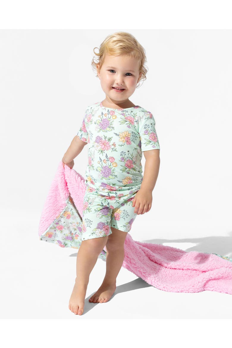 Petals & Posies Kids 2-Piece Short Sleeve & Shorts Pajama Set, Alternate, color, Petals & Posies