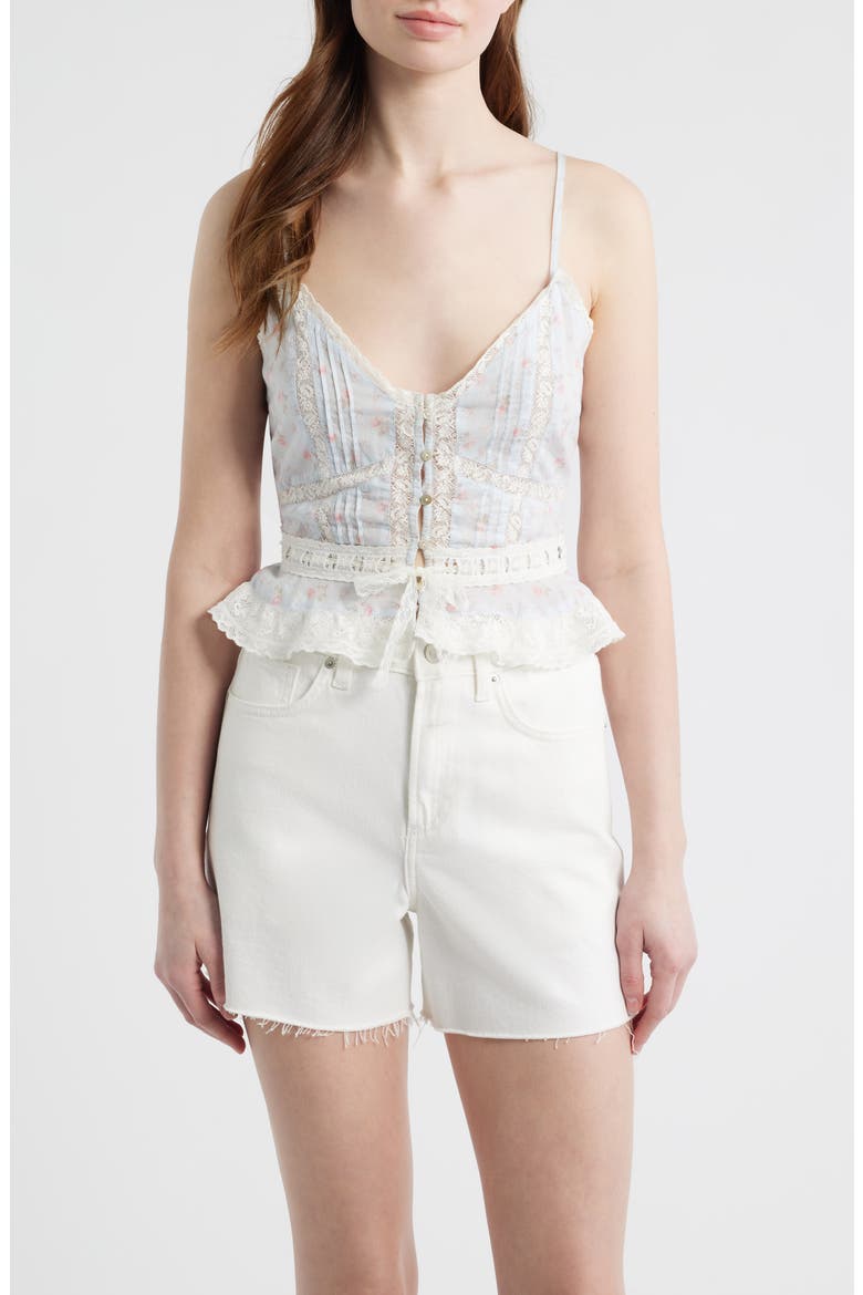 Avra Lace Peplum Camisole, Main, color, CHAPPARAL BLUE