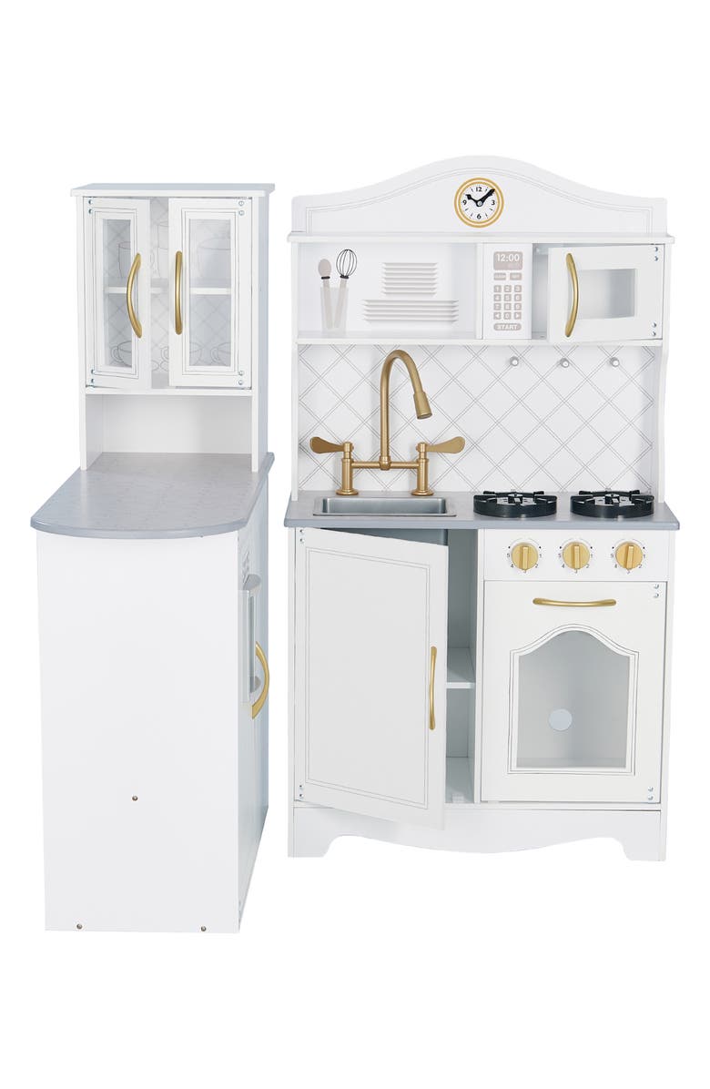 Teamson Kids Little Chef Upper East Retro Kitchen Playset, Alternate, color, White / Gold