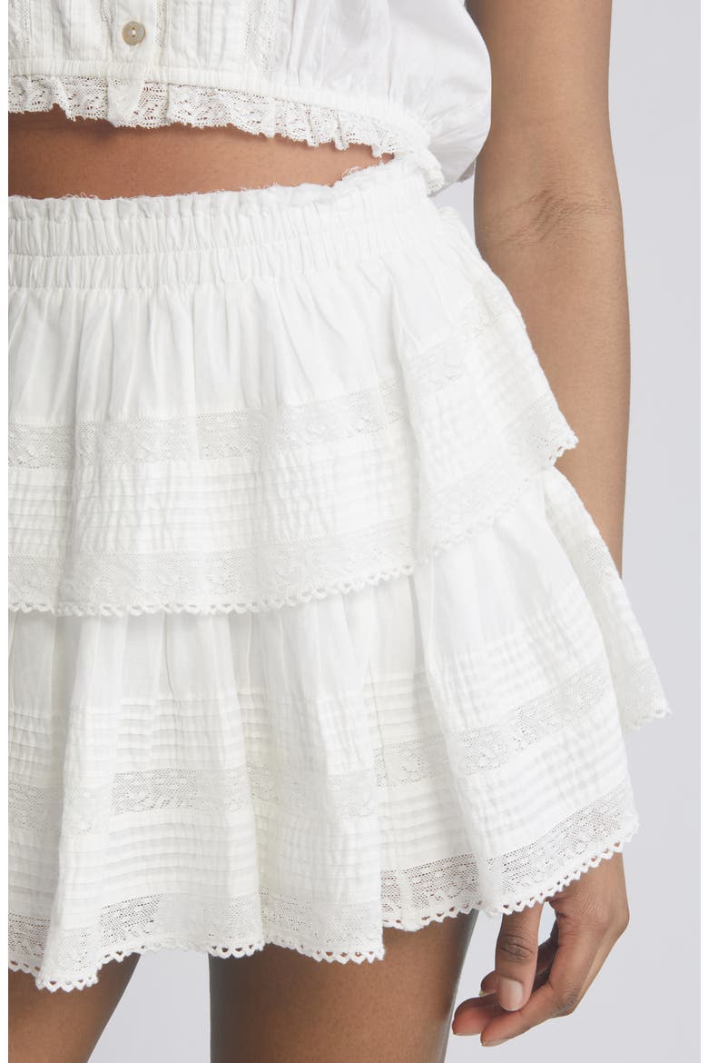 Tiered Ruffle Cotton Miniskirt, Alternate, color, ANTIQUE WHITE